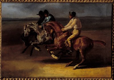 Horse race going to the left at the time of start Painting by Theodore Gericault (1791-1824) بواسطة ثيودور جيريكولت
