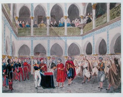استيلاء الكونت برتراند كلاوسل على باي الجزائر (1772-1842) 1835 (ألوان مائية على ورق) بواسطة ثيودور ليبلانك