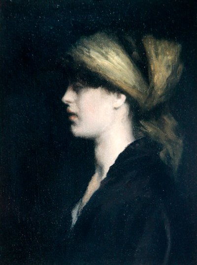 Chiaroscuro ، ملف شخصي ، وشاح ذهبي ، حوالي عام 1900 (زيت على قماش) بواسطة ثيودور روسيل