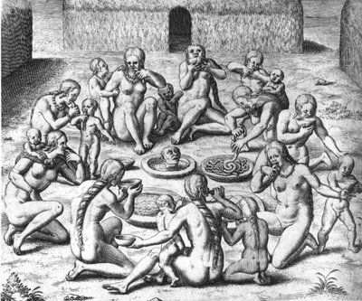 وجبات الأنثروبوفاج: أكلة لحوم البشر في أمريكا الجنوبية - في "" Admirante Narratio Americae "، بقلم تيودور دي بري بواسطة تيودور دي بري