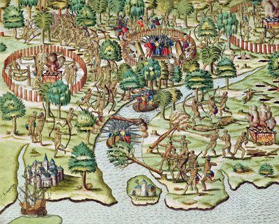 طرق الحصار والهجوم ، من &39;Americae Tertia Pars ...&39; ، 1592 بواسطة تيودور دي بري