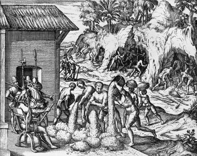 تعدين المعادن في أمريكا الوسطى والجنوبية ، نقش من Americae pars V بواسطة ثيودور دي بري (1561-1623) بواسطة تيودور دي بري