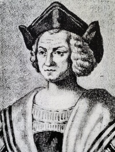 صورة كريستوفر كولومبوس (1451-1506) ، نقش لثيودور دي بري (1528-1598) بواسطة تيودور دي بري