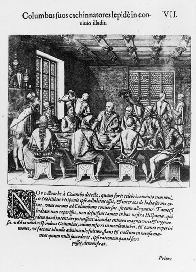 قصة بيضة كريستوفر كولومبوس (1450-1506) 1585-88 (النقش) (وزن الصورة) بواسطة تيودور دي بري