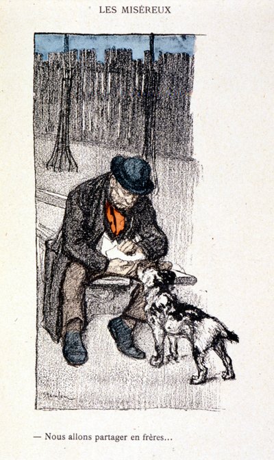 Les Miséreux: سوف نشارك كأخوة (السيد وكلبه) - في "" Dans la vie "، بقلم Steinlen بواسطة ثيوفيل الكسندر شتاينلين