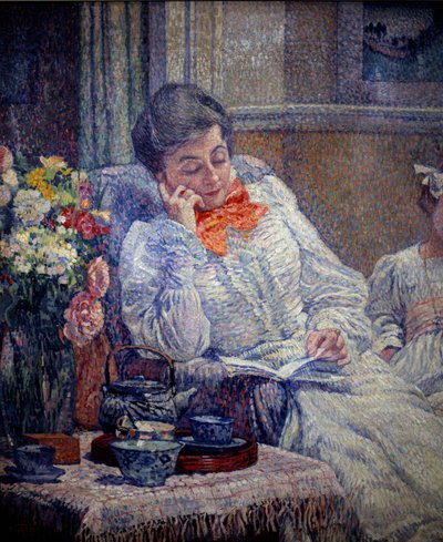 Belle epoque: "" Woman Reading "لوحة لثيودور فان ريسيلبيرجي (1862-1926) 1899 بروكسل ، المتحف الملكي للفنون الجميلة بواسطة Théo van Rysselberghe