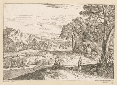 منظر طبيعي أركادي مع صياد مجرى مائي Suite de Paysages (عنوان السلسلة) بواسطة جان فرانسوا ميليت (الثاني)