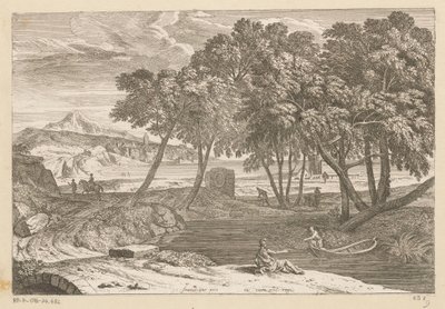 منظر أركادي مع صياد في قارب Suite de Paysages (عنوان السلسلة) بواسطة جان فرانسوا ميليت (الثاني)