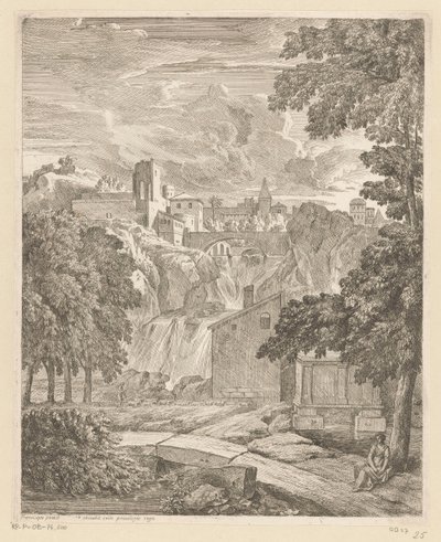 منظر أركادي مع شلال وامرأة تحت شجرة Suite de paysages (عنوان السلسلة) بواسطة جان فرانسوا ميليت (الثاني)