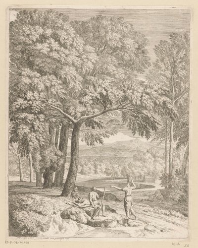منظر أركادي مع رجلين وامرأة تحمل سلة Suite de paysages (عنوان السلسلة) بواسطة جان فرانسوا ميليت (الثاني)