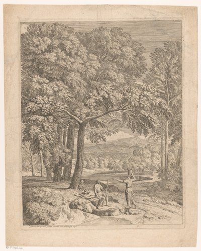 منظر أركادي مع رجلين وامرأة تحمل سلة Suite de paysages (عنوان السلسلة) بواسطة جان فرانسوا ميليت (الثاني)