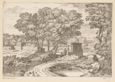 منظر أركادي مع امرأتين بجانب النافورة Suite de Paysages (عنوان السلسلة) بواسطة جان فرانسوا ميليت (الثاني)