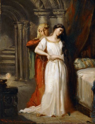 ديسديمونا تقاعدت على سريرها عام 1849. بواسطة تيودور شاسريو