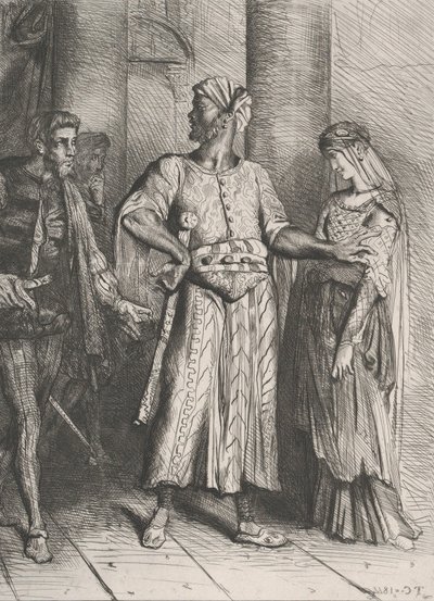 صادق Iago ، يجب أن أترك ديسديمونا لك: اللوحة 4 من أوثيل ... ، محفورة عام 1844 ، أعيد طبعها عام 1900. بواسطة تيودور شاسريو