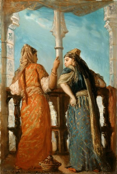 النساء اليهوديات في الشرفة ، الجزائر العاصمة ، 1849. بواسطة تيودور شاسريو