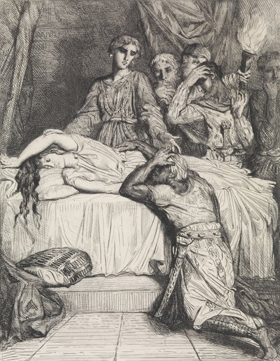 أوه! أوه! أوه !: اللوحة 14 من قانون عطيل 5 ، مشهد 2 ، محفور 1844 ، ص ... ، محفور 1844 ، أعيد طبعه عام 1900. بواسطة تيودور شاسريو