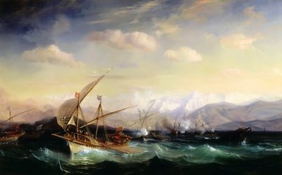 أندريا دوريا تفرق الأسطول الإسباني قبل فم الفار عام 1524 بواسطة جان أنطوان ثيودور جودين