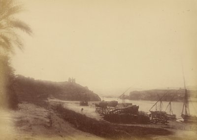 منظر للنيل بالمراكب والآثار بواسطة Théodule Devéria
