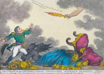 رسم كاريكاتوري يحتفل بتنازل نابليون عام 1814 بواسطة توماس (بعد) رولاندسون