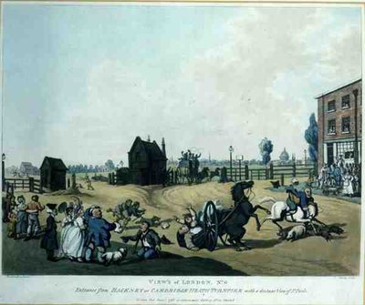 مناظر من لندن ، رقم 6: مدخل من Hackney أو Cambridge Heath Turnpike مع إطلالة بعيدة على St. Paul's ، نقشها Schutz ، حانة. في معرض أكرمان بواسطة توماس (بعد) رولاندسون