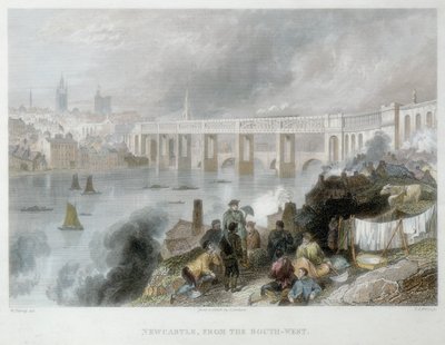 نيوكاسل أبون تاين من الجنوب الغربي ، عام 1850 بواسطة توماس أبييل بريور