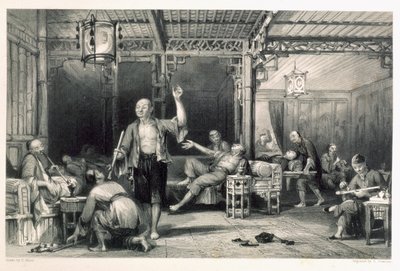 مدخني الأفيون الصينيين ، من "الصين في سلسلة وجهات نظر" لجورج نيوينهام رايت (c.1790-1877) 1843 بواسطة توماس ألوم