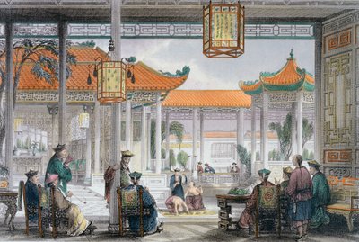 "المشعوذون يعرضون في محكمة قصر الماندرين ، الصين ، 1843 بواسطة توماس ألوم
