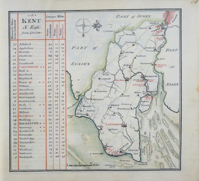 كينت ، اللوحة 39 و ، من مجموعة كاملة من خرائط إنجلترا وويلز بشكل عام ... ، 1724 (قلم وحبر ومرحاض على ورق) بواسطة توماس Badeslade