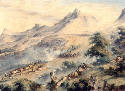 دورية تحت قيادة الكابتن فيشر تم تكليفه بواسطة Kaffirs Macoma في نهر Van Beulens Hoek Kat ، حوالي عام 1846 بواسطة توماس بينز