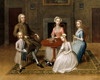 صورة جماعية ، ربما لعائلة بروستر ، في الداخل الداخلي ، 1736 بواسطة Thomas Bardwell