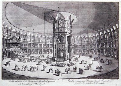 المنظر الداخلي لـ Rotunda في حدائق Ranelagh مع الشركة في وجبة الإفطار ، من John Stowe's Survey of the Cities of London and Westminster بواسطة توماس باولز