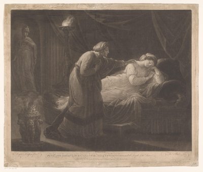 بينيلوبي wordt gewekt باب Euryclea أيقظ بينيلوبي من قبل Euryclea ، مع أخبار عودة أوليسيس ، وموت الخاطبين (العنوان على الجسم) بواسطة وليام وين ريلاند