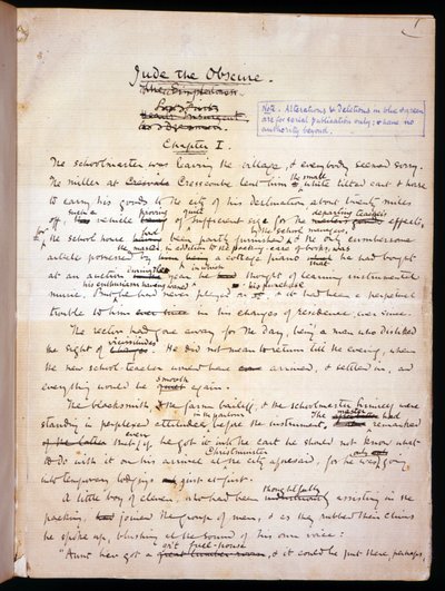 مس 1-1911 ، ص 1 صفحة من "جود الغامض" ، ج 1894 (حبر على ورق) بواسطة توماس بوش هاردي