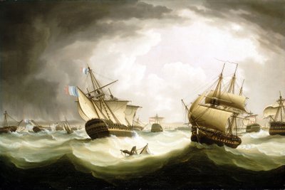 معركة ترافالغار، 21 أكتوبر 1805، نهاية المعركة، أوائل القرن التاسع عشر (زيت على قماش) بواسطة توماس باترسورث
