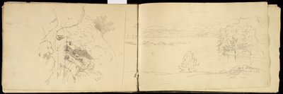 Hoosick أو Saddle Mountain and Lake بالقرب Pittsfield ، c.1832 (قلم رصاص من الجرافيت على ورق منسوج من البيض) (انظر أيضًا 3514873) بواسطة توماس كول