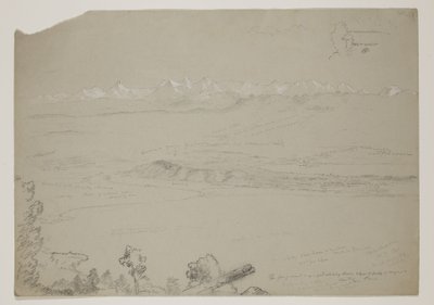 بحيرة Yverdon أو Neuchatel من Hill Chaumont ، سويسرا ، 1841 (قلم رصاص مرتفع مع الغواش على الورق) بواسطة توماس كول
