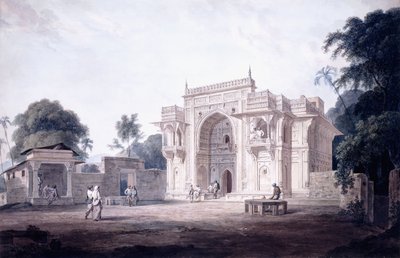 بوابة تؤدي إلى مسجد ، تشونارجاره ، ولاية أوتار براديش ، ج. 1789-90 بواسطة توماس دانييل