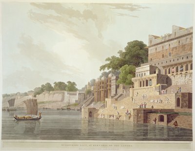 Dusasumade Gaut ، في Benares على نهر الغانج ، من "المشهد الشرقي: أربعة وعشرون مشاهدة في هندوكستان" ، 1796 بواسطة توماس دانييل