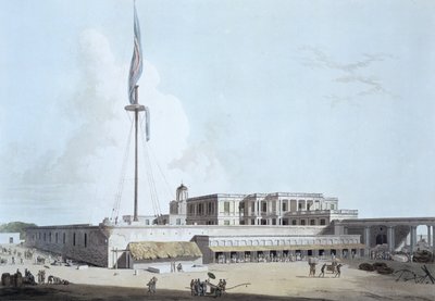 البيت الحكومي ، حصن سانت جورج ، اللوحة 35 من "المشهد الشرقي: أربعة وعشرون مشاهدة في هندوستان" ، نقشها توماس وويليام (1769-1837) دانييل ، 1798 بواسطة توماس دانييل