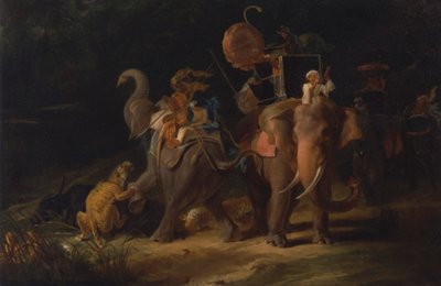 صيد النمور في جزر الهند الشرقية [1798، الأكاديمية الملكية للفنون، لندن، كتالوج المعرض] بواسطة توماس دانييل