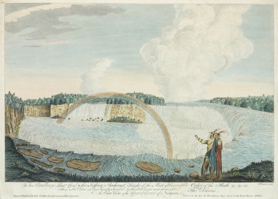 منظر شرقي للشلال العظيم لنياجرا ، نقش بواسطة ج. فوجيرون ، 1763-1868 بواسطة توماس ديفيز