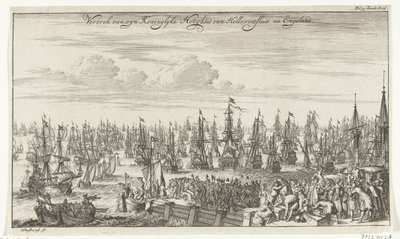 رحيل ويليام الثالث من هيليفوتسلاوس إلى إنجلترا عام 1688 رحيل صاحب السمو الملكي Hellevoetsluis بعد إنجلترا (العنوان على الكائن) بواسطة توماس دسبورج
