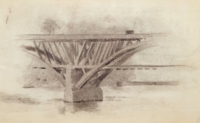 رسم جسر شارع جيرارد ، رسم تخطيطي لمجداف ، ج. 1871. بواسطة توماس إيكنز