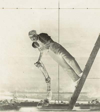 رجل على سلم مع ساق حصان متشرد ، 1880. بواسطة توماس إيكنز