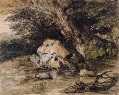 منظر هيللي بأشكال تقترب من جسر ، c.1763 (مرحاض وغواش على ورق) بواسطة توماس غينزبورو