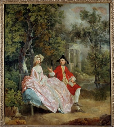 محادثة في حديقة: توماس جينزبورو وزوجته مارغريت لوحة لتوماس جينزبورو (1727-1788) 1746 صن. 0،73 × 0،68 م - محادثة في الحديقة: توماس جينزبورو وعروسه مارغريت. لوحة توماس جينزبورو (1727-1788) بواسطة توماس غينزبورو