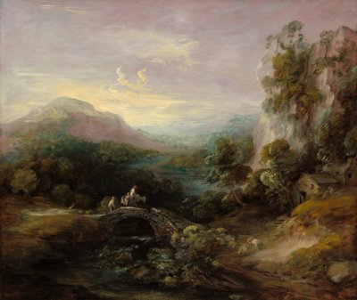 منظر جبلي مع جسر ، ح. 17831784. بواسطة توماس غينزبورو