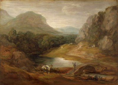 "منظر طبيعي صخري به جسر" ، 1783-1785 بواسطة توماس غينزبورو