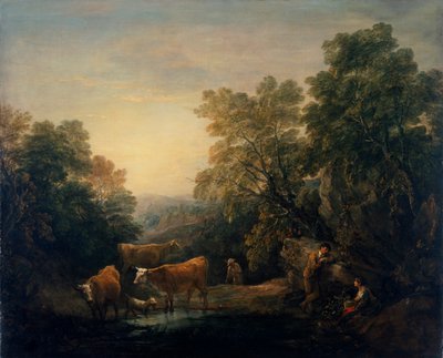 "المناظر الطبيعية المشجرة الصخرية مع عشاق ريفي" ، 1771-1774 بواسطة توماس غينزبورو