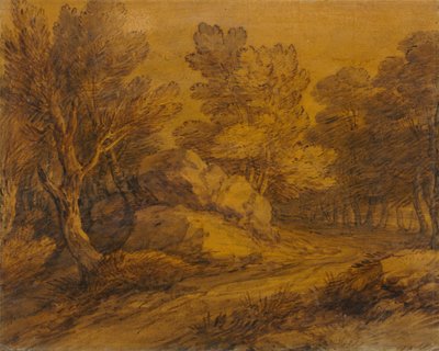 مشهد بطريق متعرج من خلال الخشب ، ج. 1770. بواسطة توماس غينزبورو